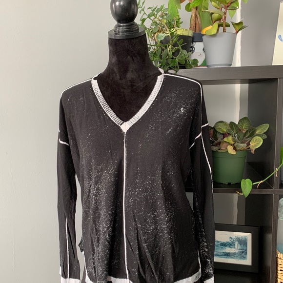 525 America Black Distressed Look Sweater - Picture 2 of 3